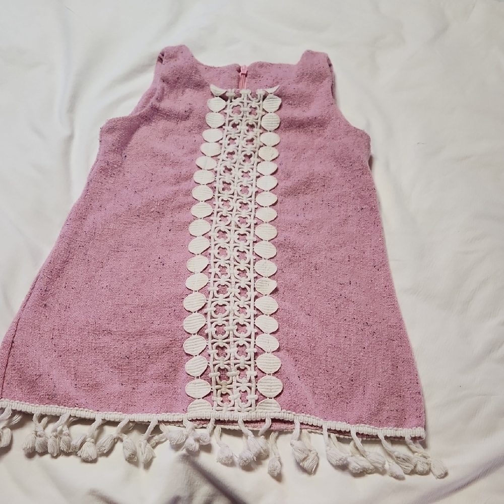 MIA BELLE BABY pink Tweed Boho Hippie Dress 6y